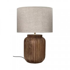 TABLE LAMP EDUSA SOLID L MANGO WOOD BROWN     - TABLE LAMPS